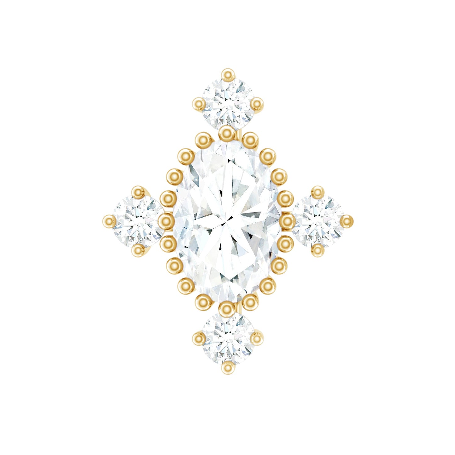Vintage Inspired Moissanite Oval Conch Earring