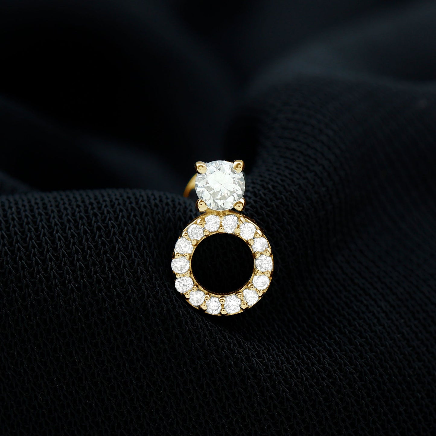 Certified Moissanite Open Circle Cartilage Earring for Women