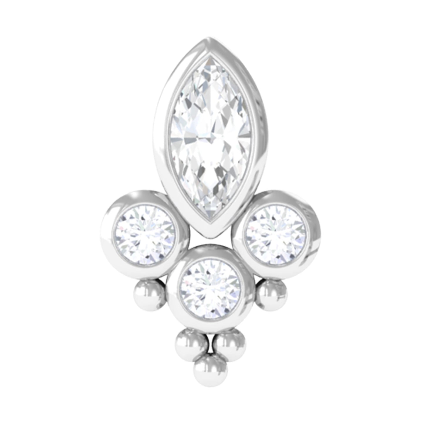 Bezel Set Moissanite Designer Earring for Conch Piercing