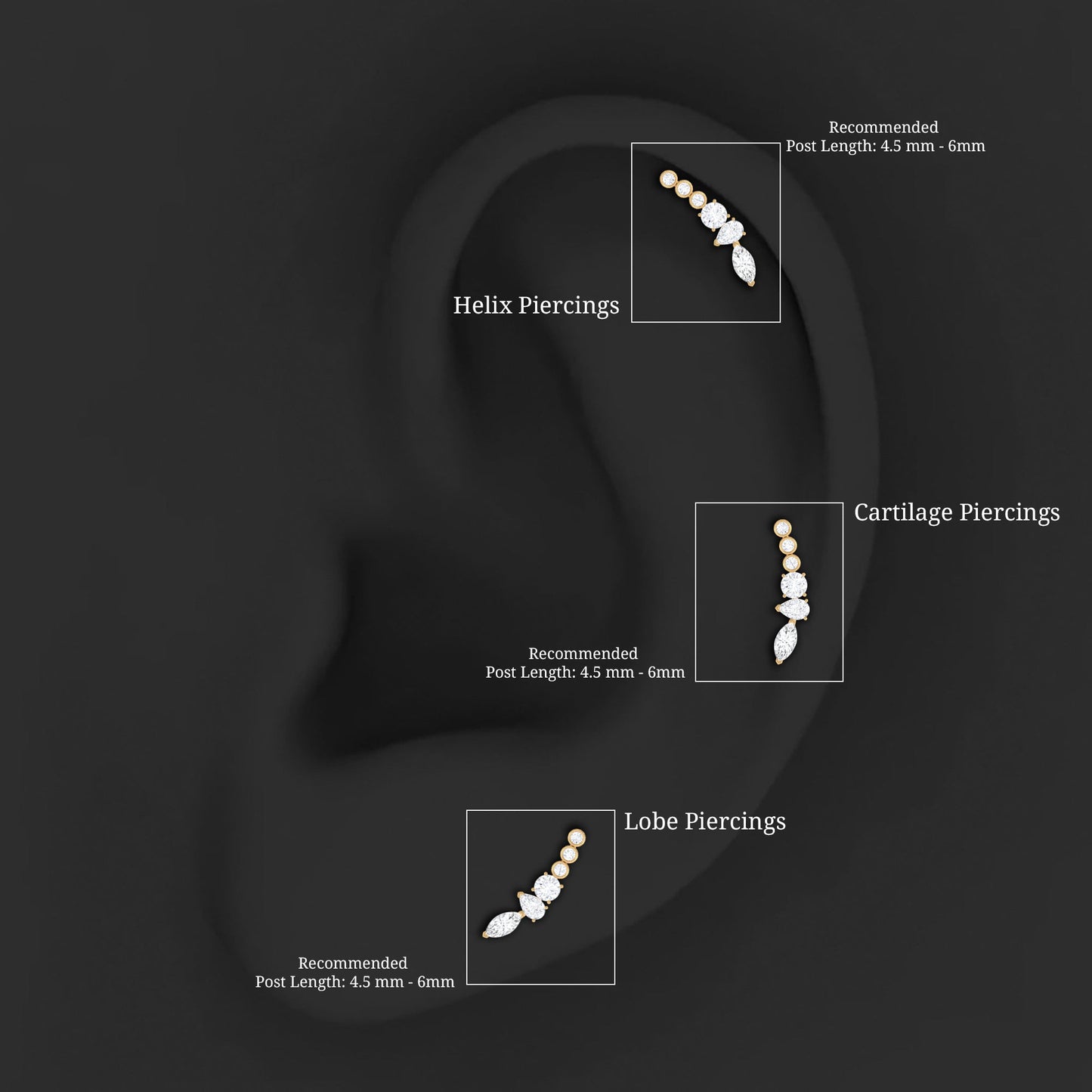Certified Moissanite Designer Crawler Earring