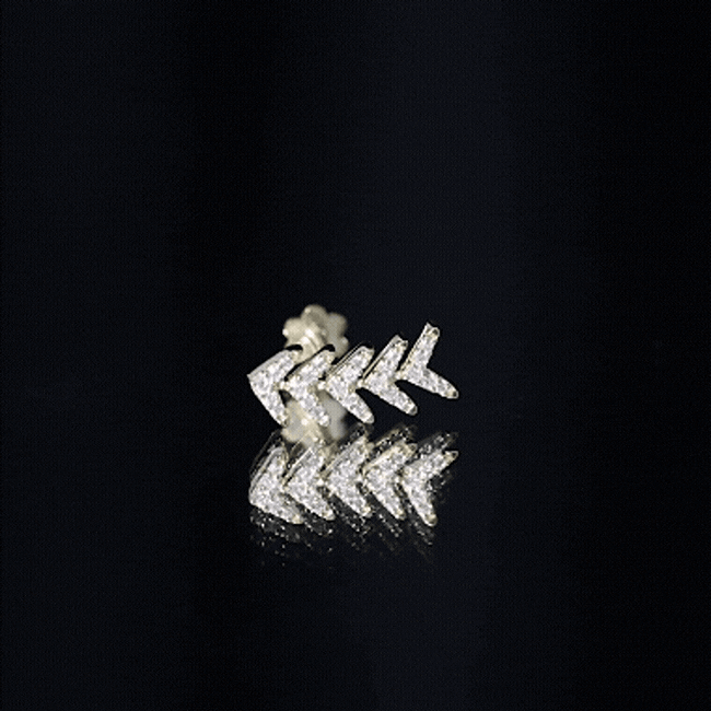 Certified Moissanite Leaf Crawler Earring for Helix Piercing