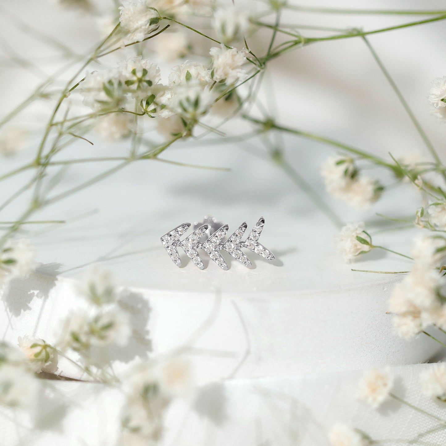 Certified Moissanite Leaf Crawler Earring for Helix Piercing