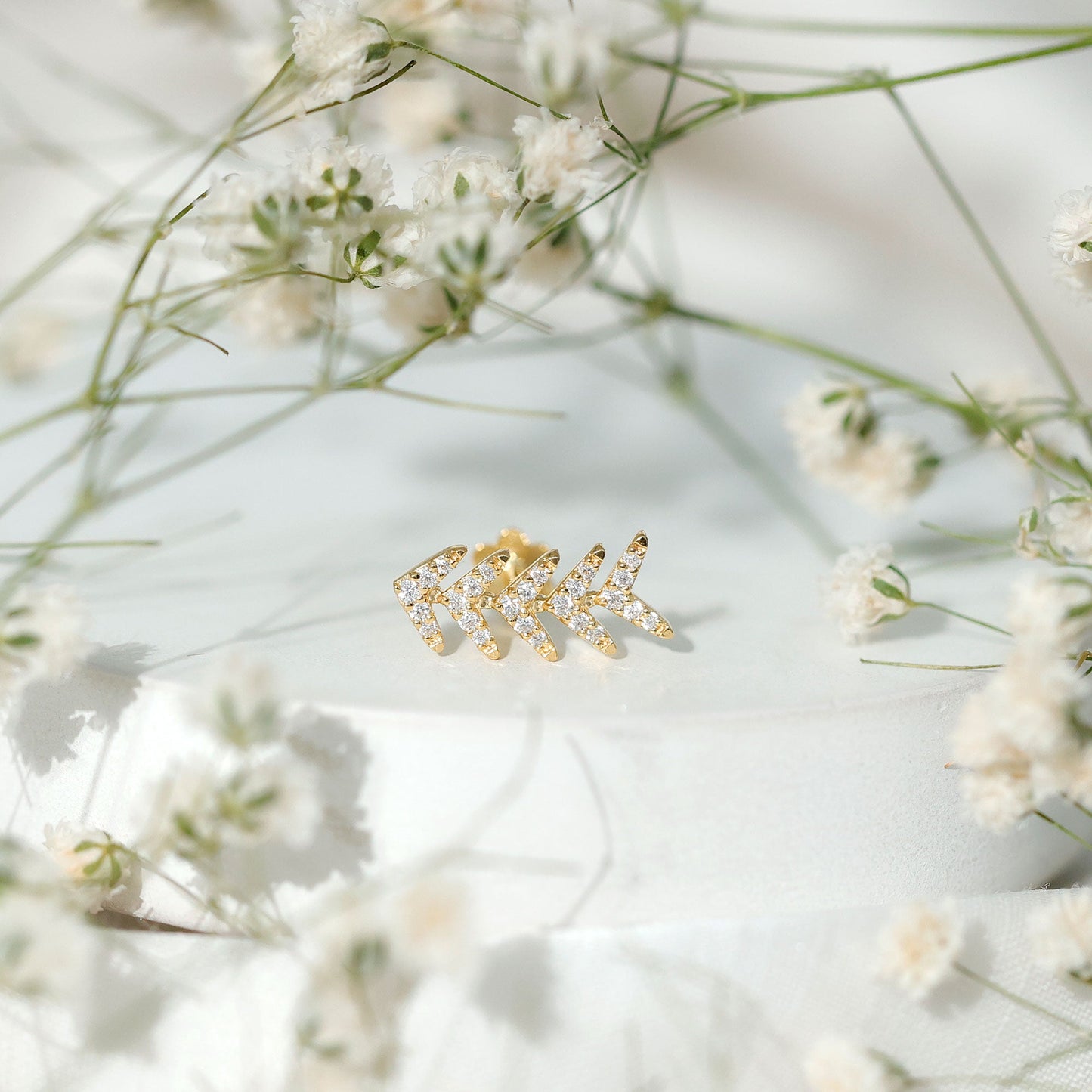 Certified Moissanite Leaf Crawler Earring for Helix Piercing