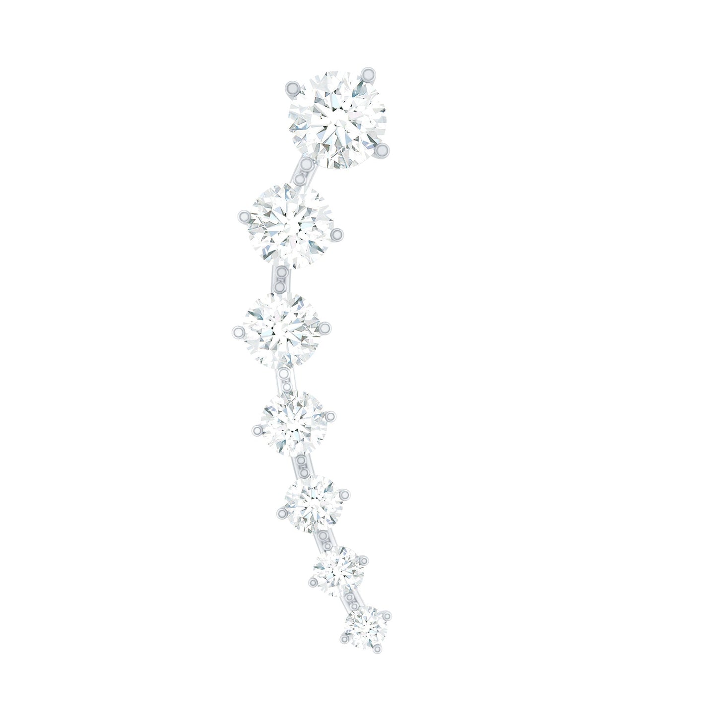 Graduated Style Moissanite Ear Crawler Earring for Helix Piercing