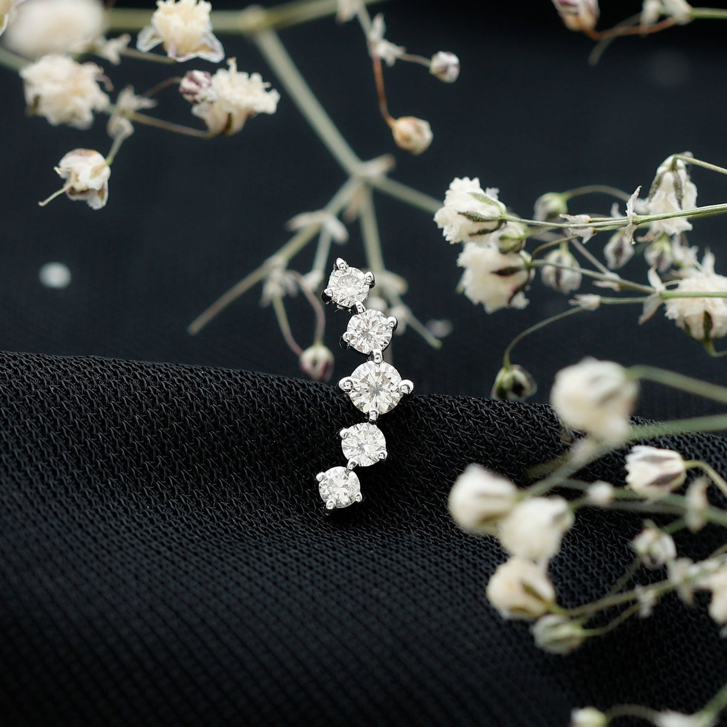 Graduated Style Diamond Crawler Earring for Women