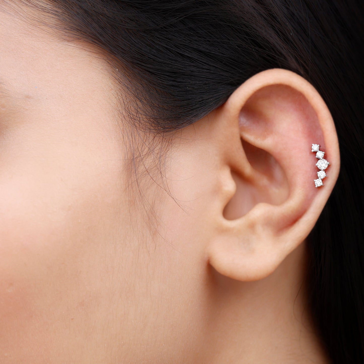 Graduated Style Diamond Crawler Earring for Women