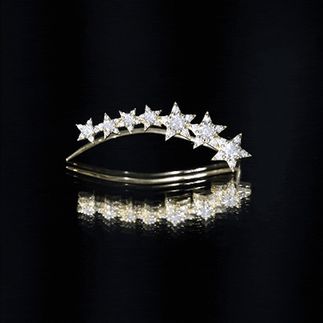 Moissanite Star Climber Earring for Cartilage Piercing