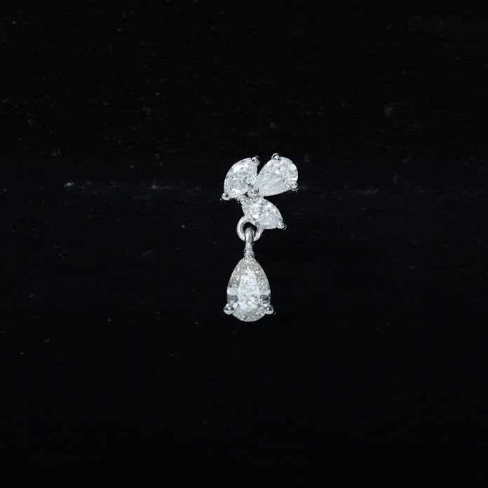 Natural Diamond Teardrop Cartilage Earring With Certificate