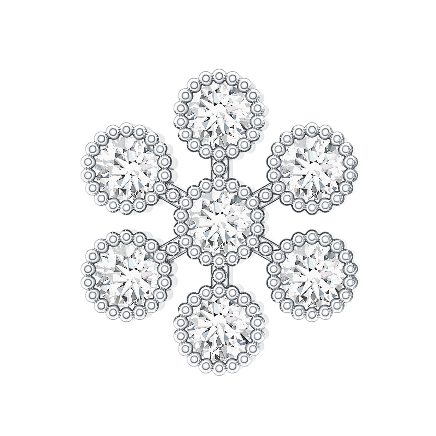 Moissanite Flower Cartilage Earring in Beaded Bezel Setting