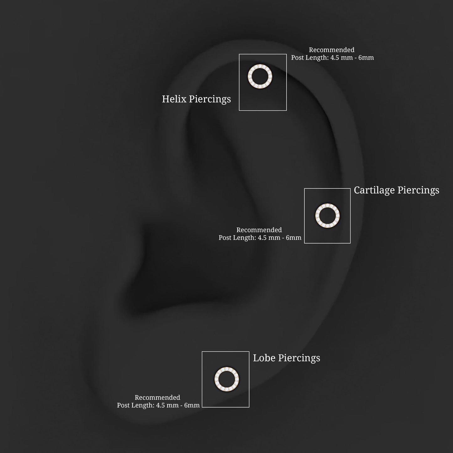 Minimal Moissanite Circle Helix Earring for Women
