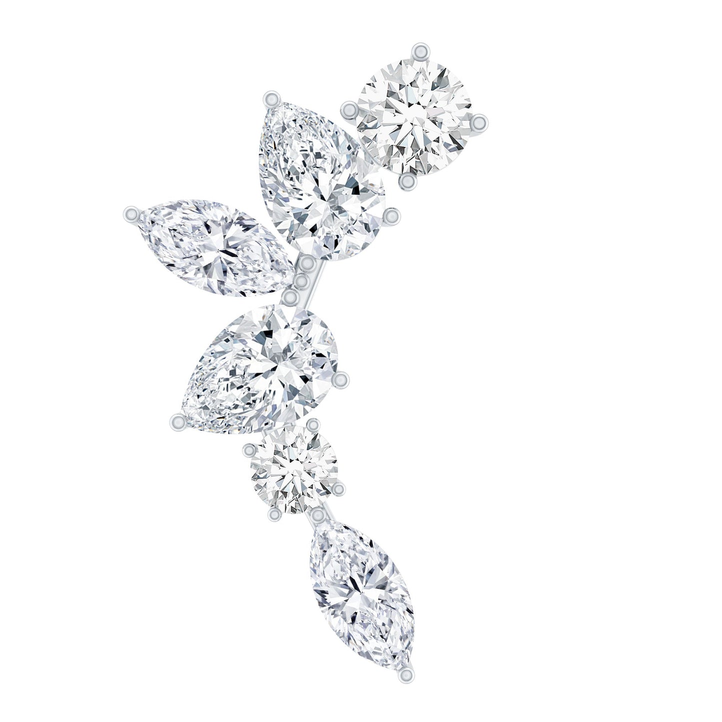 Certified Moissanite Curved Helix Earring for Women