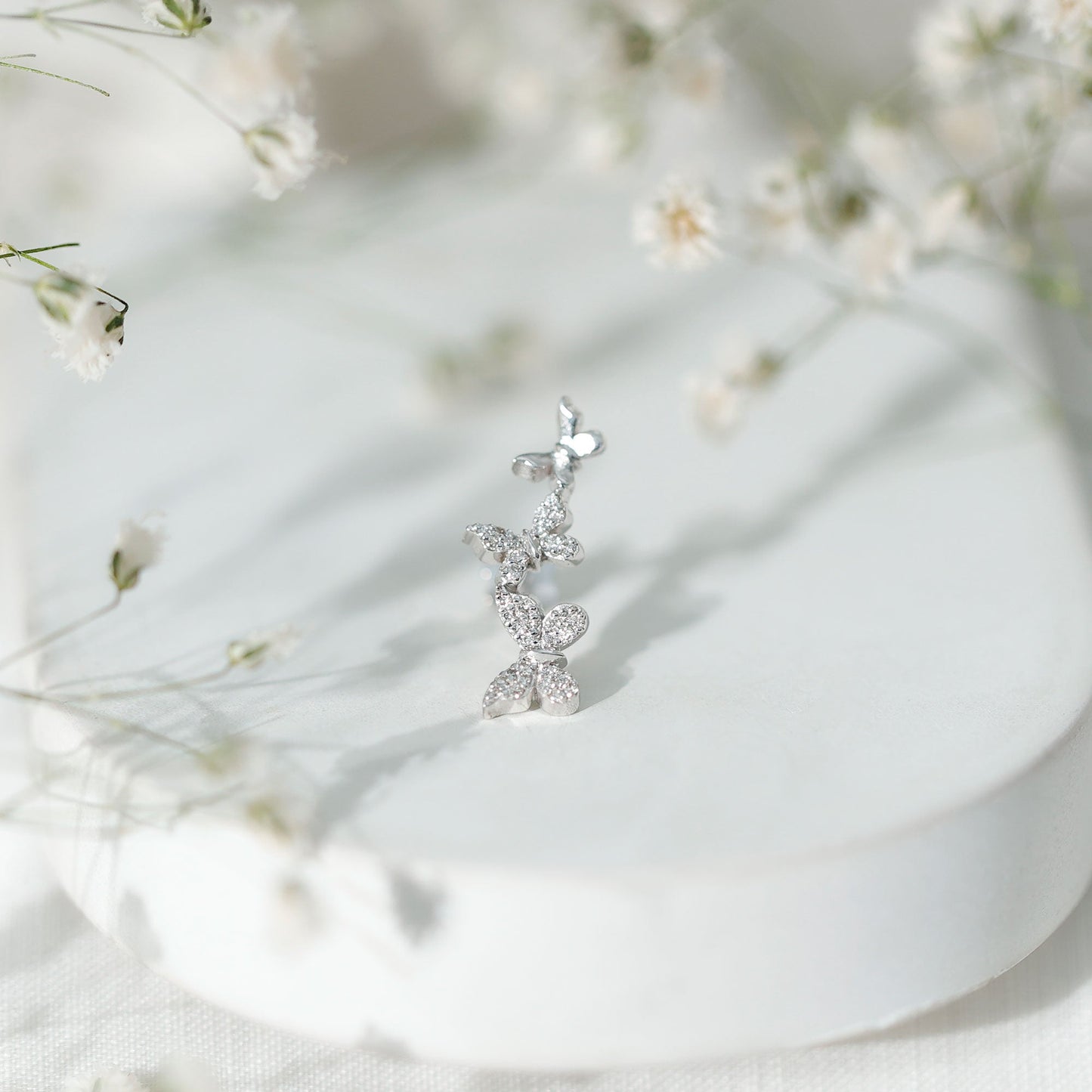 Moissanite Butterfly Climber Earring for Helix Piercing