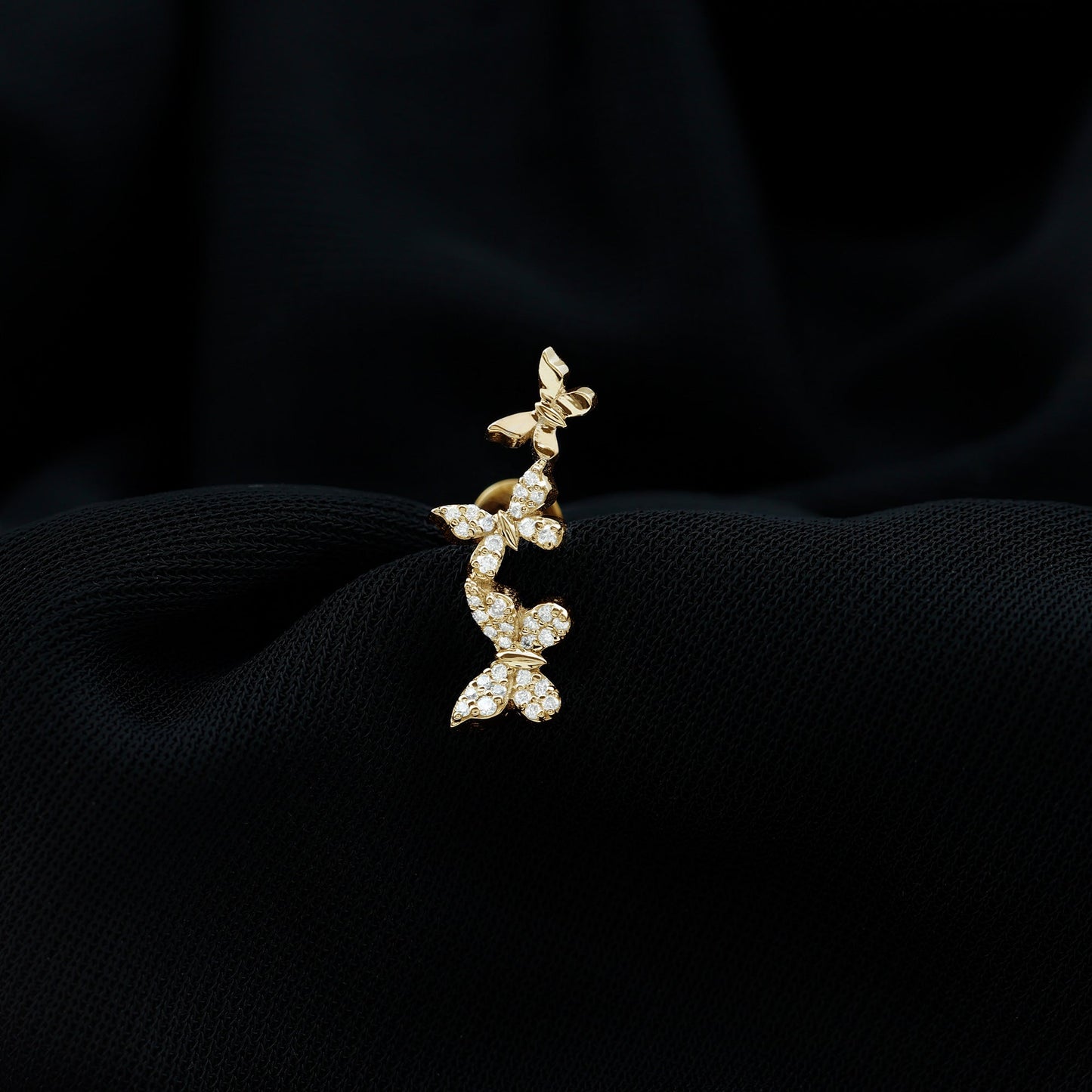 Moissanite Butterfly Climber Earring for Helix Piercing