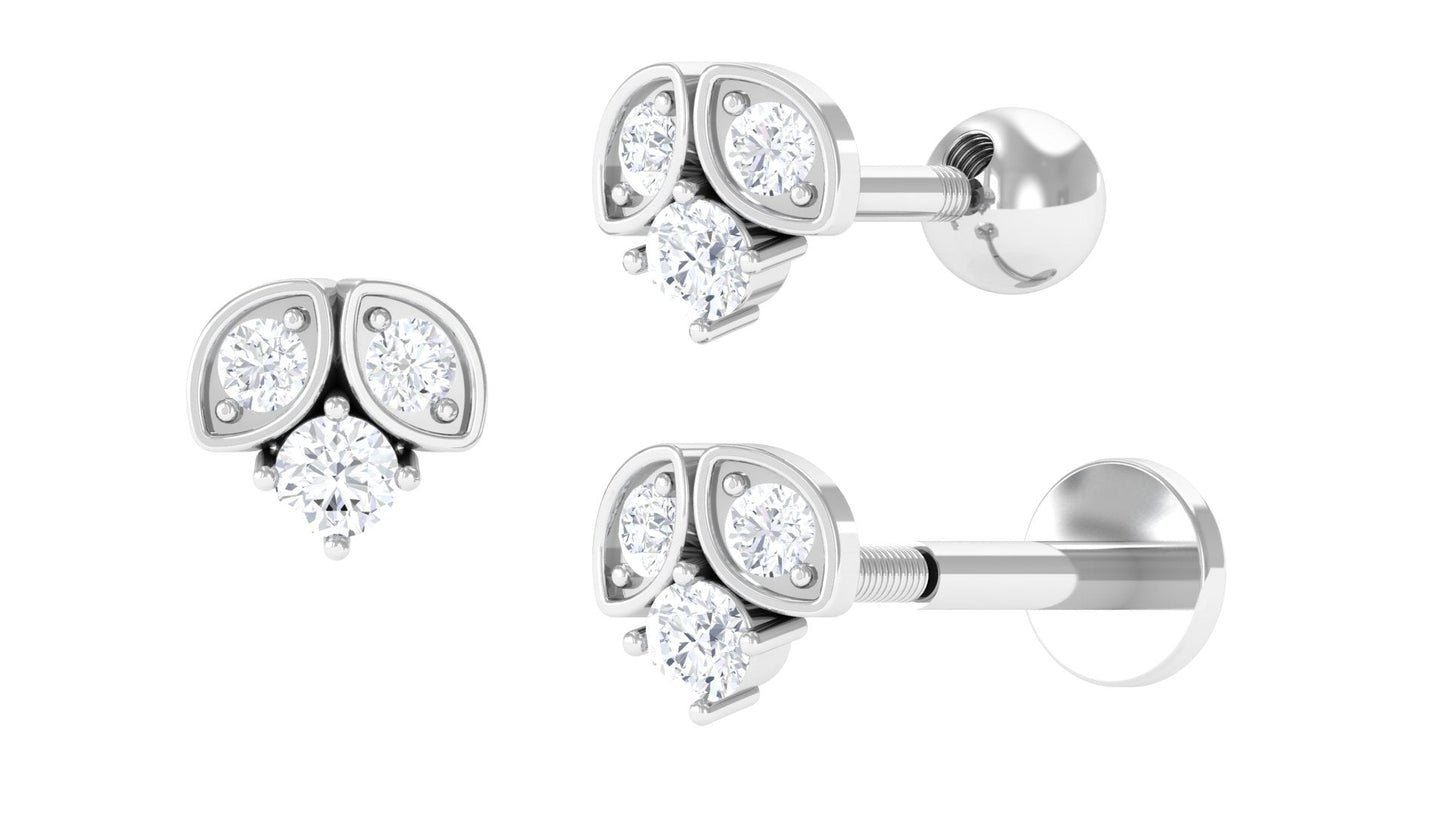 Genuine Diamond Tragus Earring with Flat Back