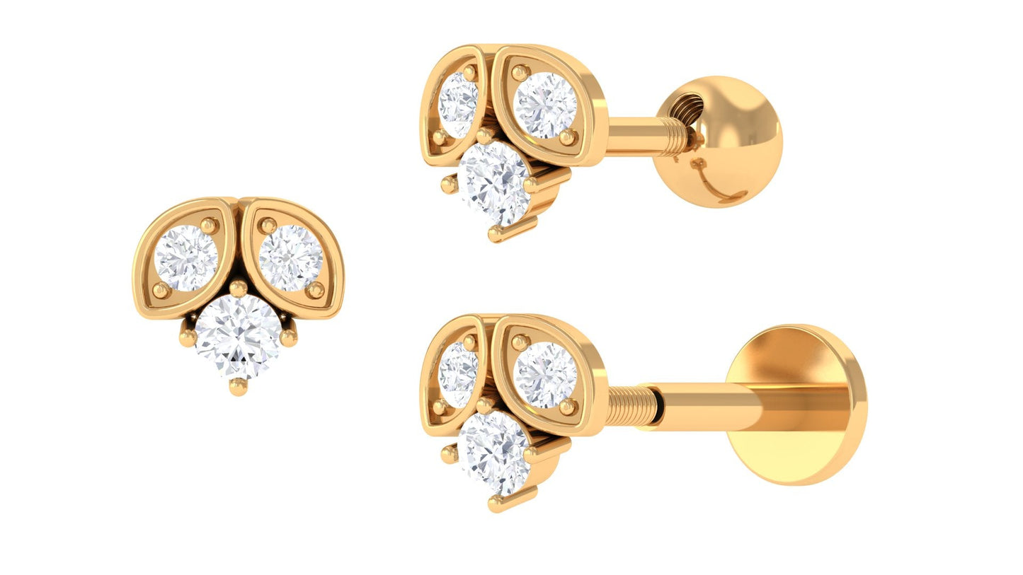 Genuine Diamond Tragus Earring with Flat Back