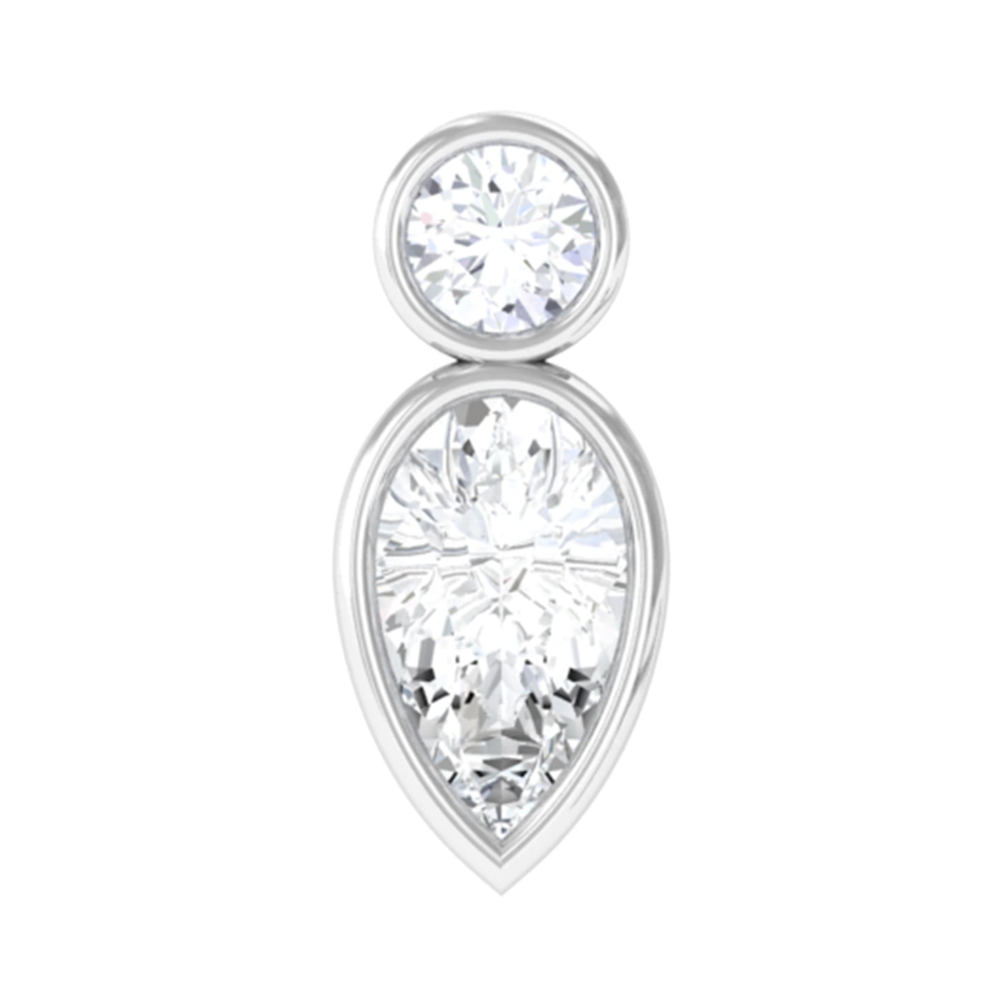 Dainty Pear and Round Cut Moissanite Tragus Earring