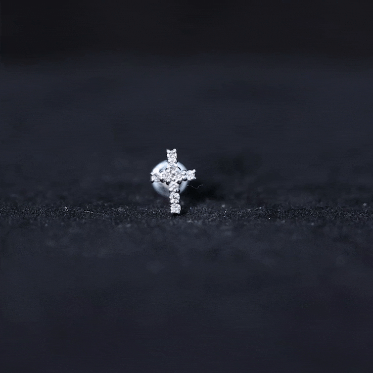 Minimalist Moissanite Cross Cartilage Earring