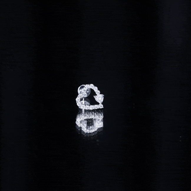 Certified Moissanite Heart Cartilage Earring