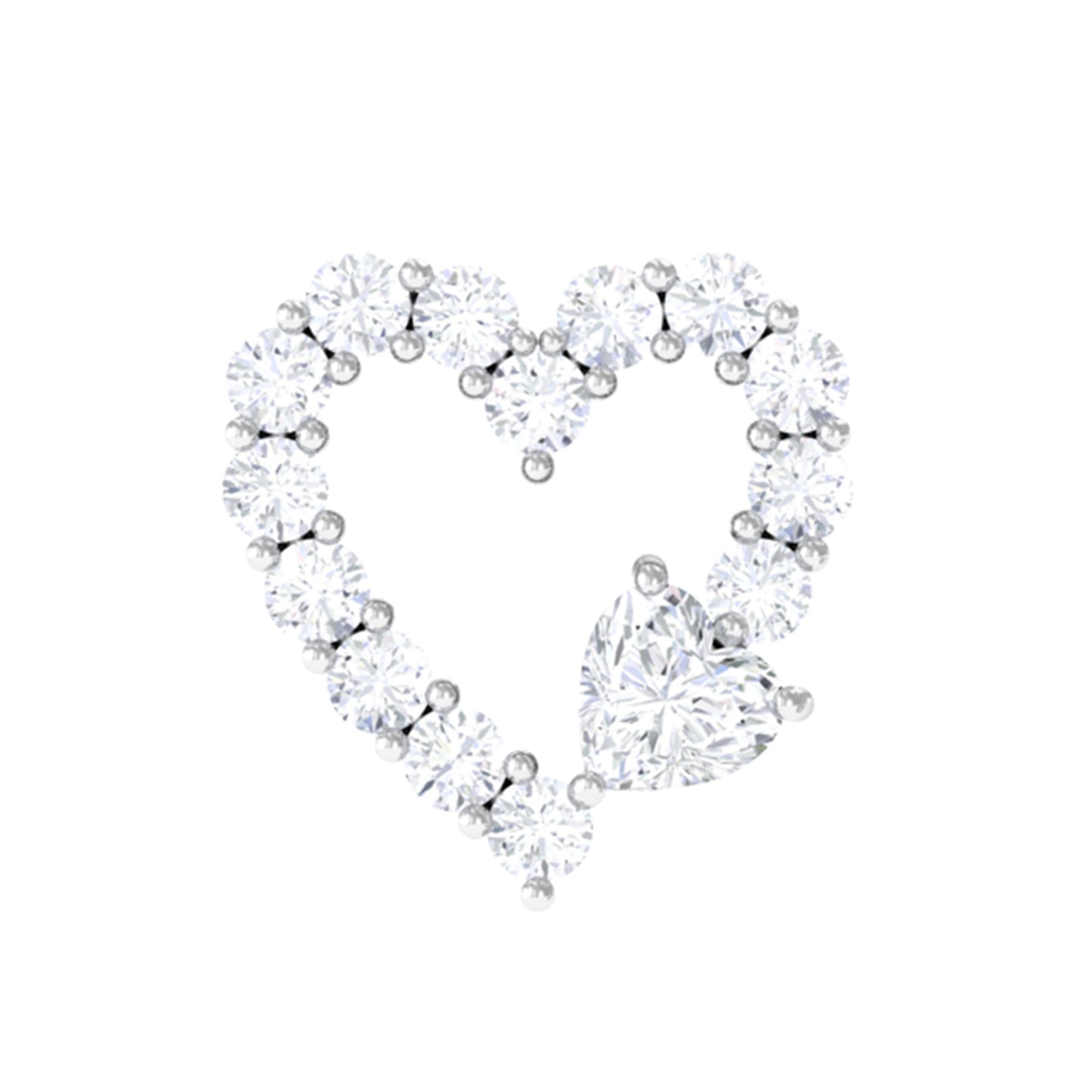 Certified Moissanite Heart Cartilage Earring