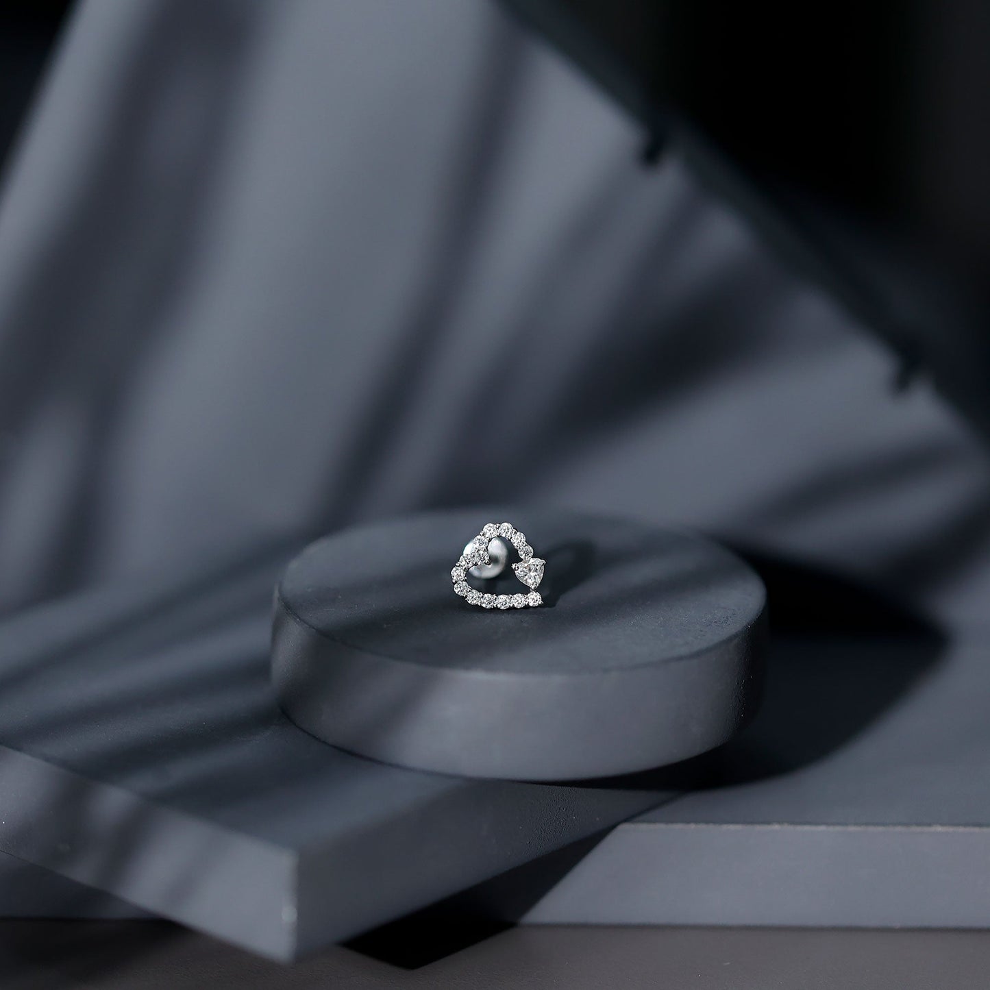Certified Moissanite Heart Cartilage Earring