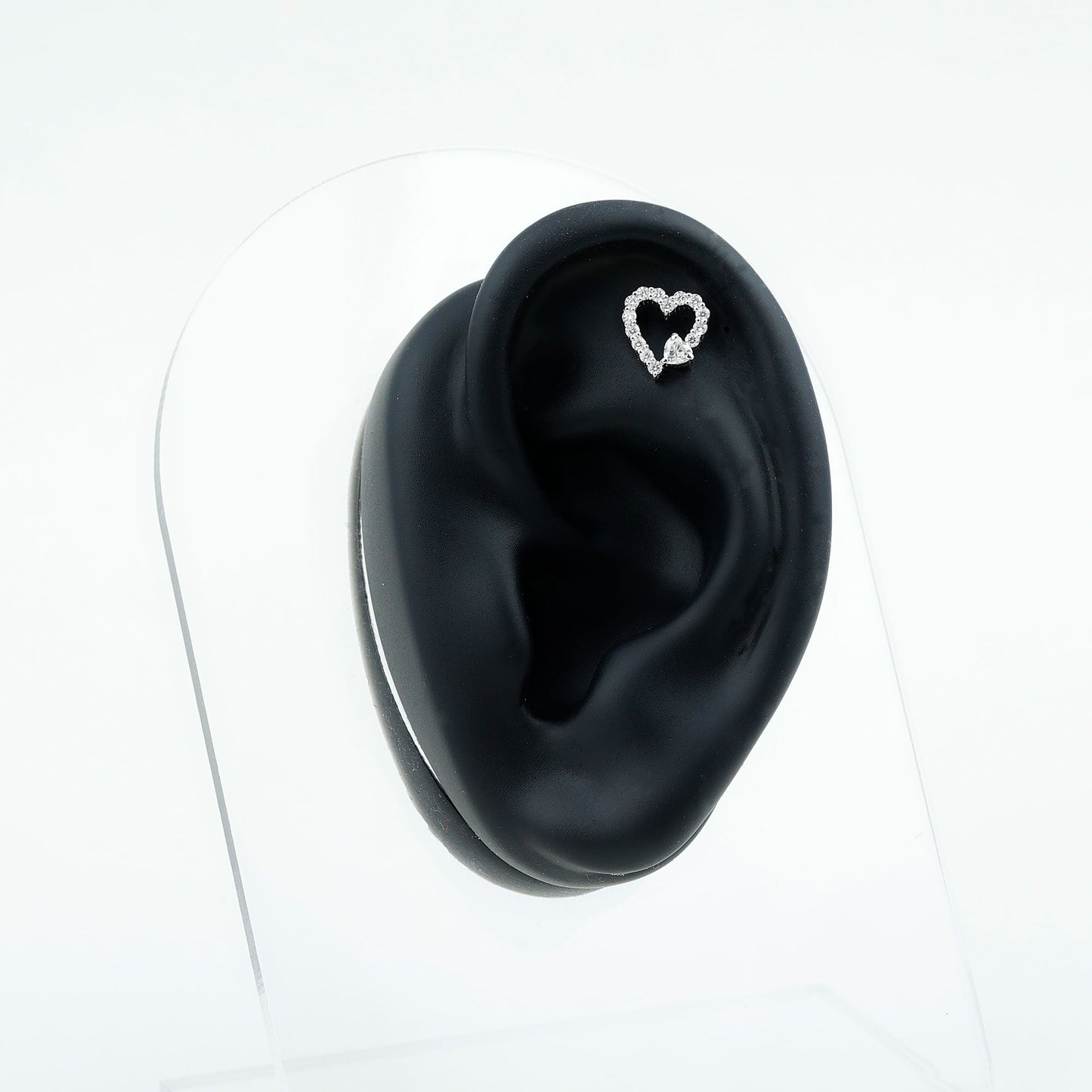 Certified Moissanite Heart Cartilage Earring