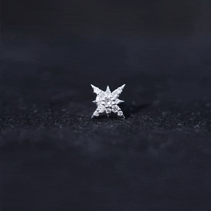 Moissanite Starburst Cartilage Earring with Flat Back
