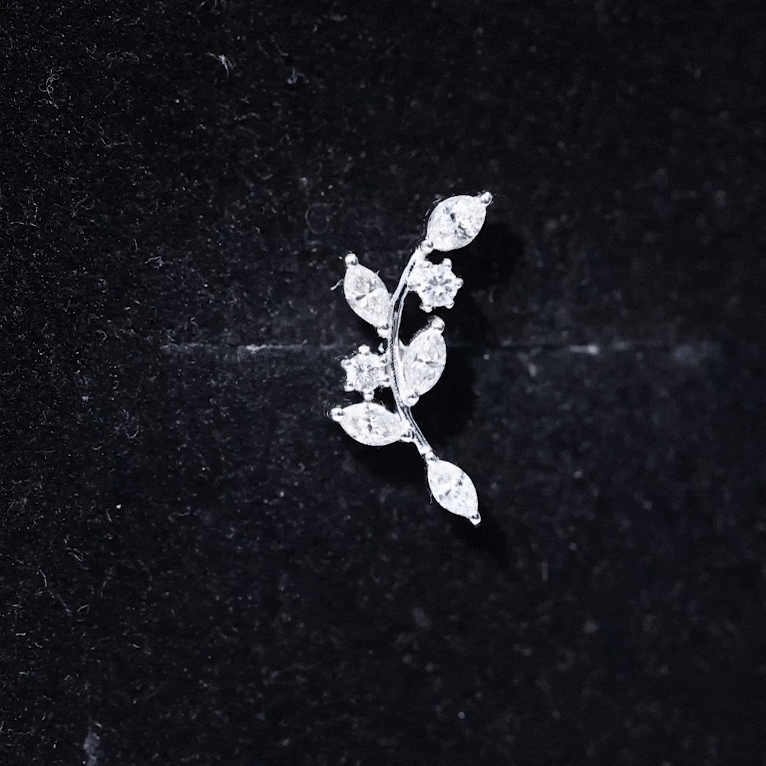 Womens Marquise Diamond Leaf Crawler Earring