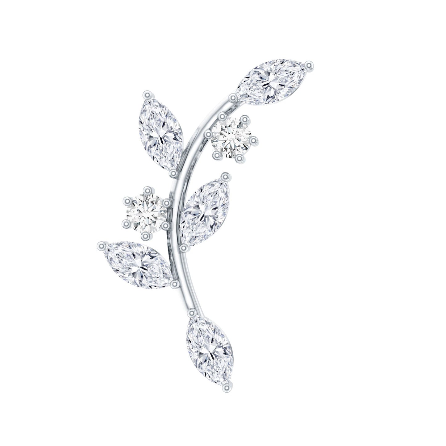 Womens Marquise Diamond Leaf Crawler Earring