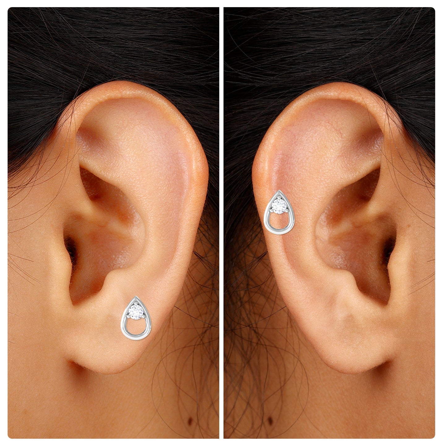 Round Moissanite Teardrop Helix Earring