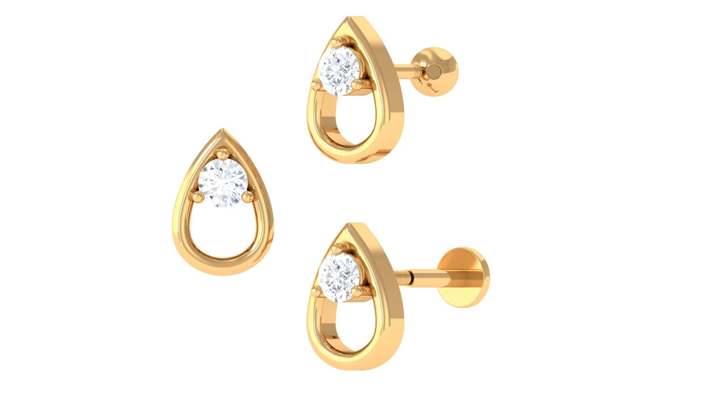Round Moissanite Teardrop Helix Earring