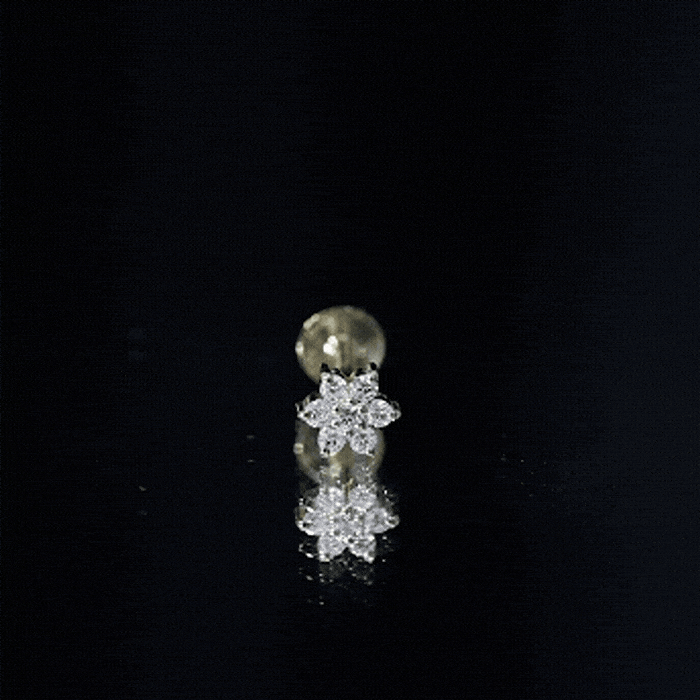 Tiny Moissanite Flower Cluster Earring for Conch Piercing