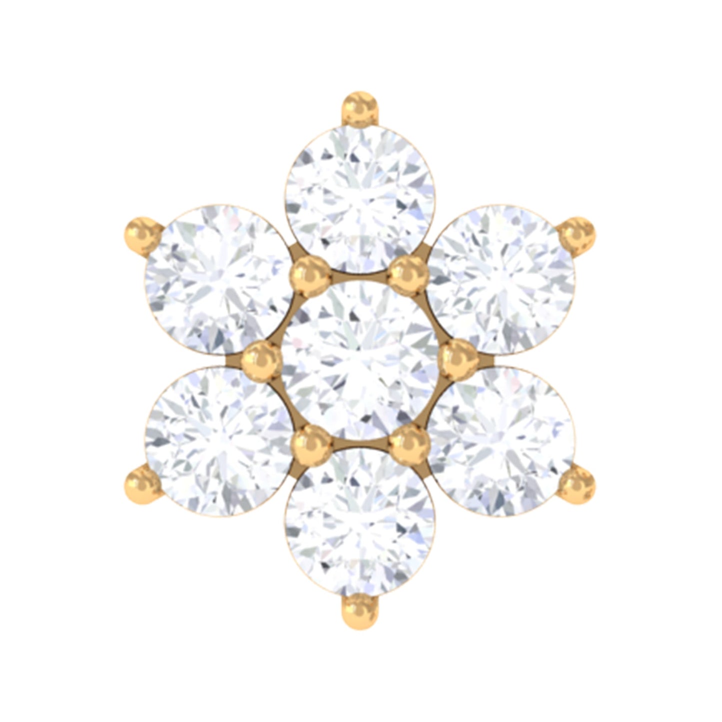 Tiny Moissanite Flower Cluster Earring for Conch Piercing