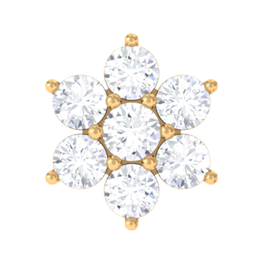 Tiny Moissanite Flower Cluster Earring for Conch Piercing