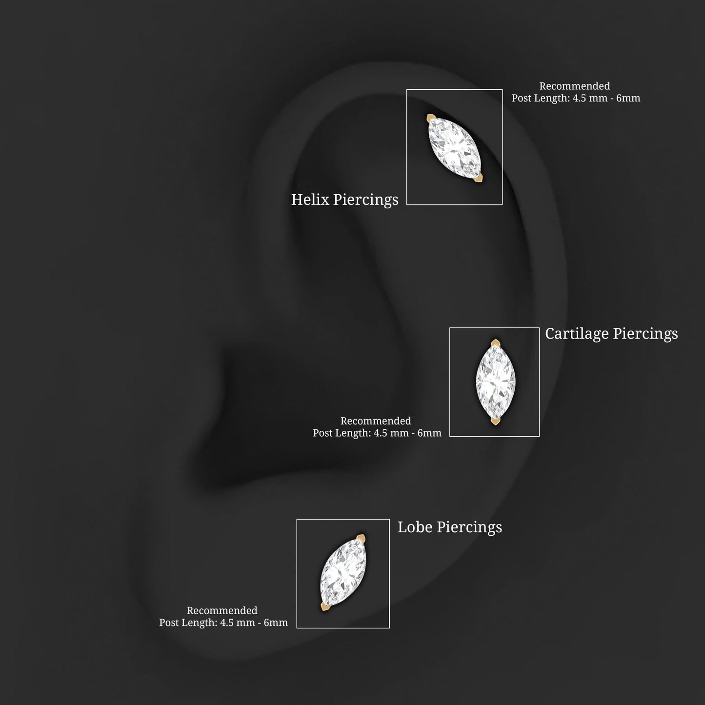Minimalist Marquise Moissanite Tragus Earring