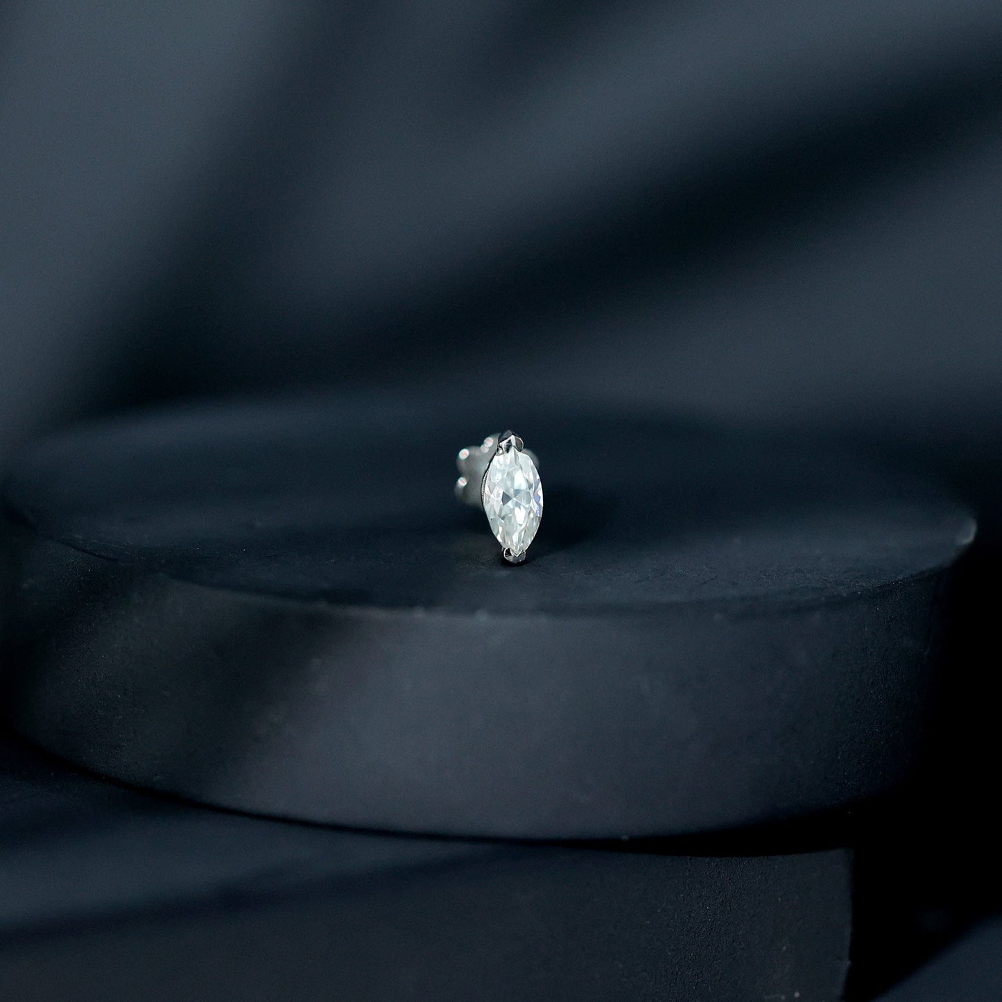 Minimalist Marquise Moissanite Tragus Earring