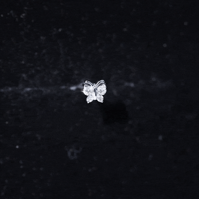 Natural Diamond Butterfly Earring for Cartilage Piercing
