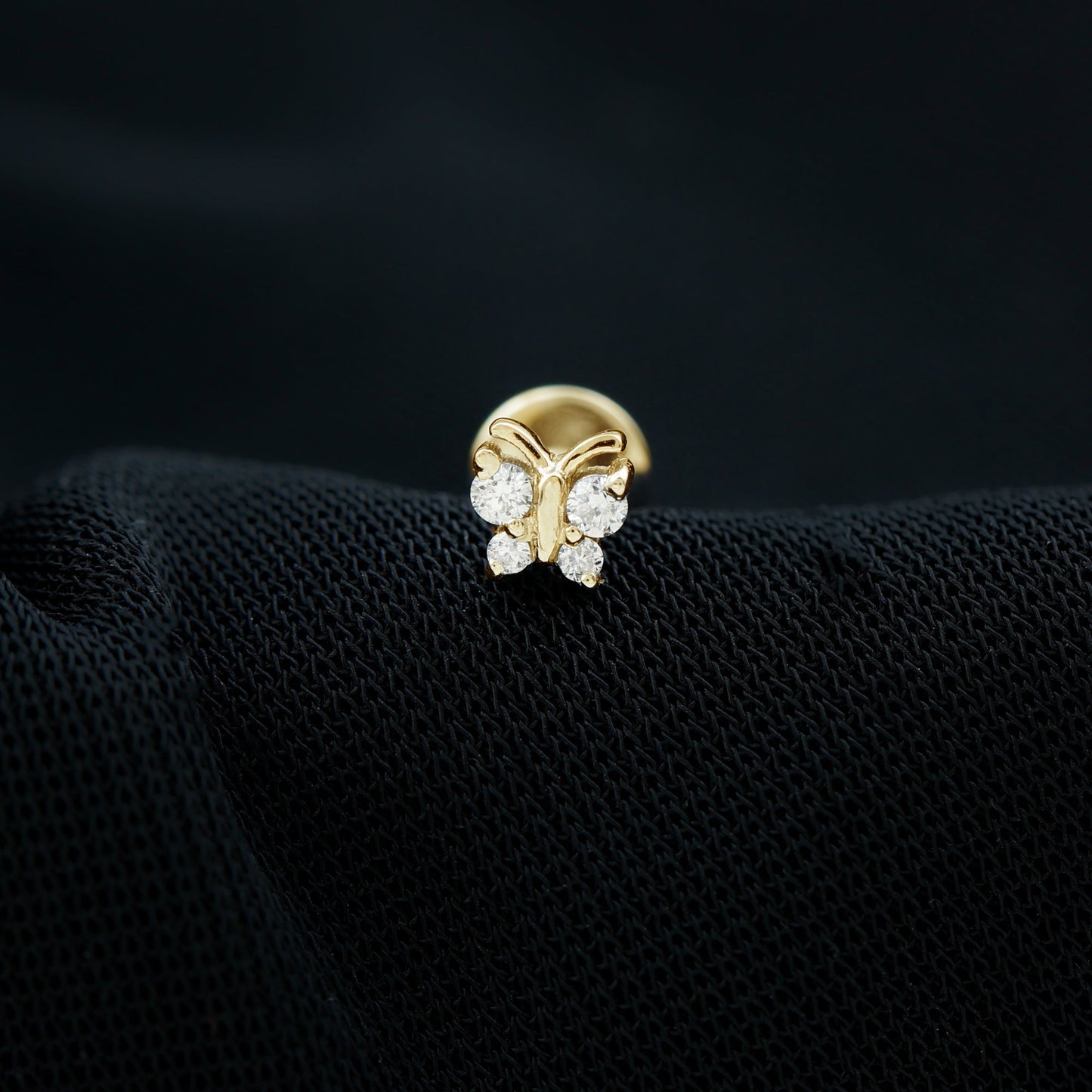 Natural Diamond Butterfly Earring for Cartilage Piercing