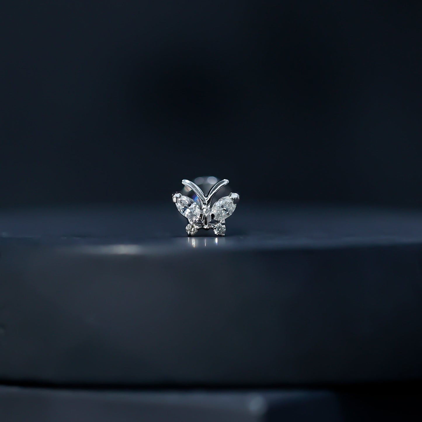 Natural Diamond Butterfly Earring for Helix Piercing