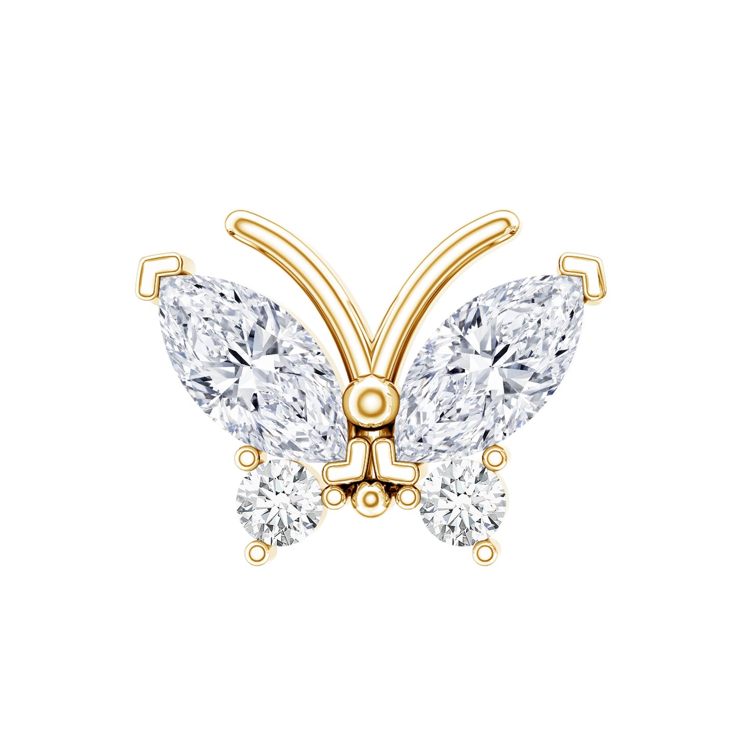 Natural Diamond Butterfly Earring for Helix Piercing