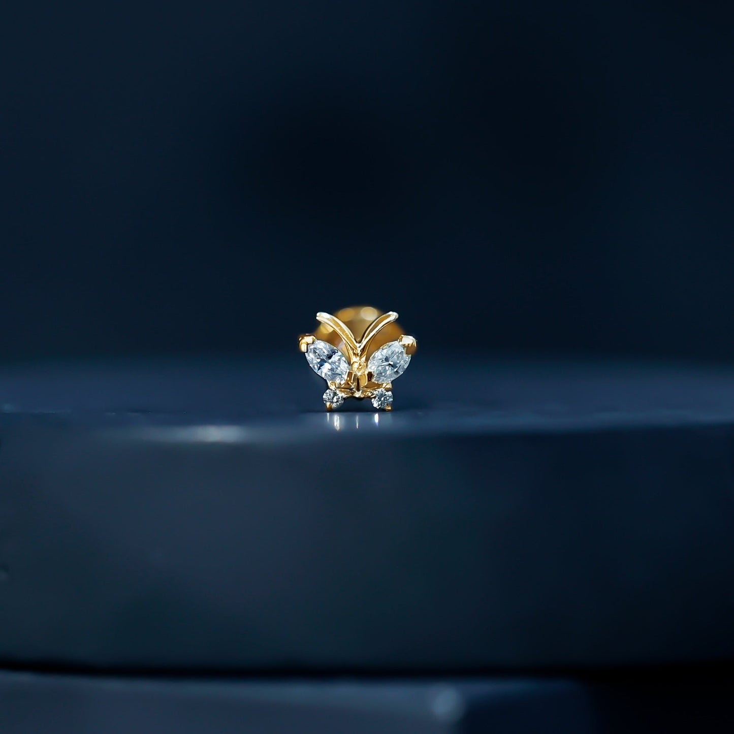 Natural Diamond Butterfly Earring for Helix Piercing