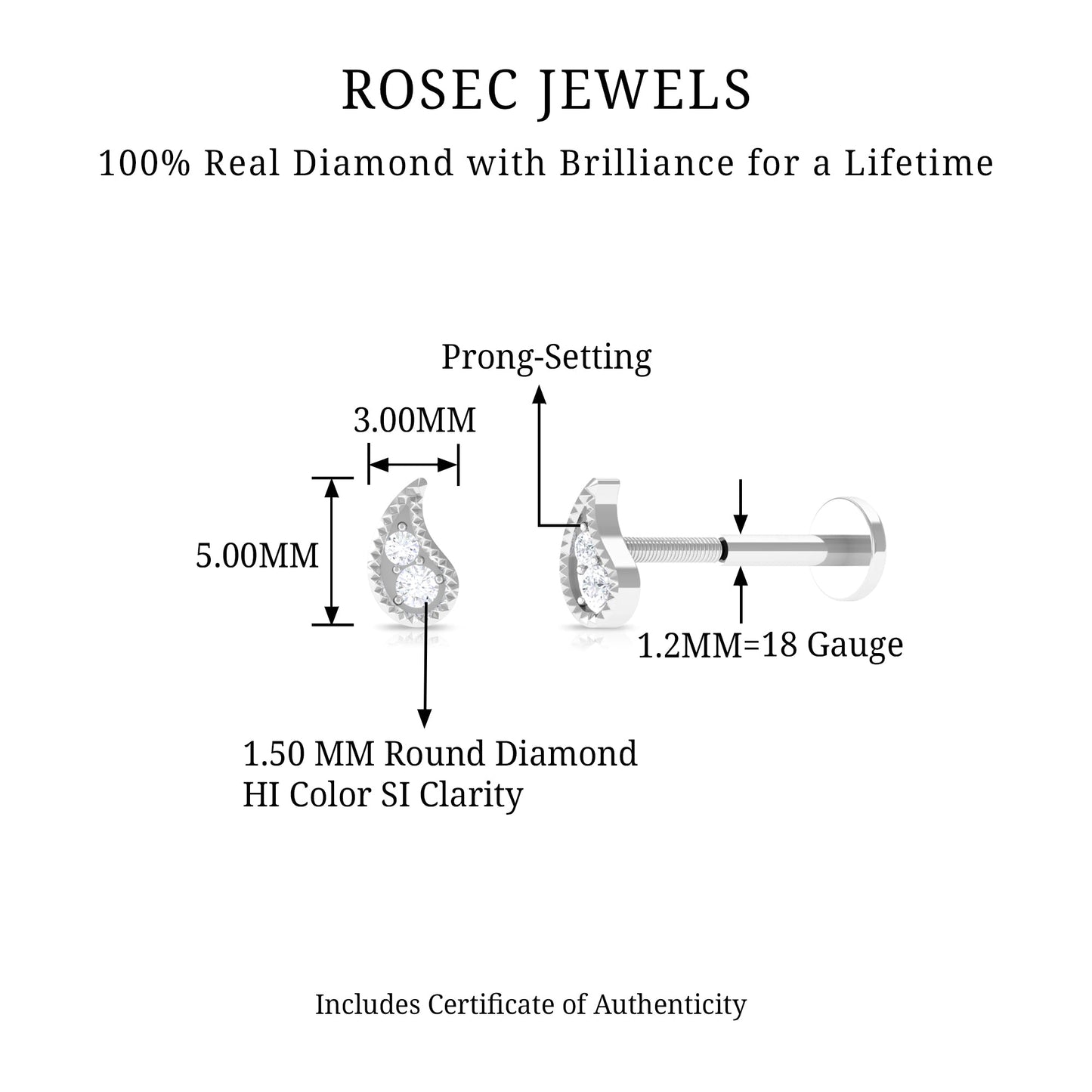 Natural Diamond Petal Cartilage Earring