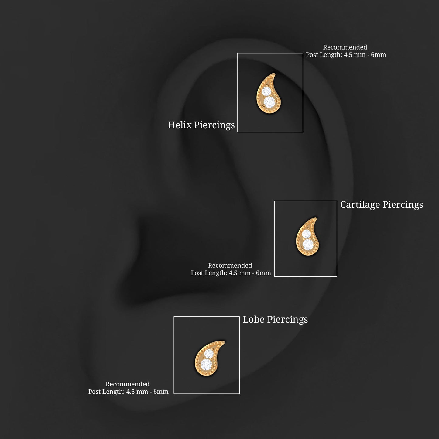 Natural Diamond Petal Cartilage Earring