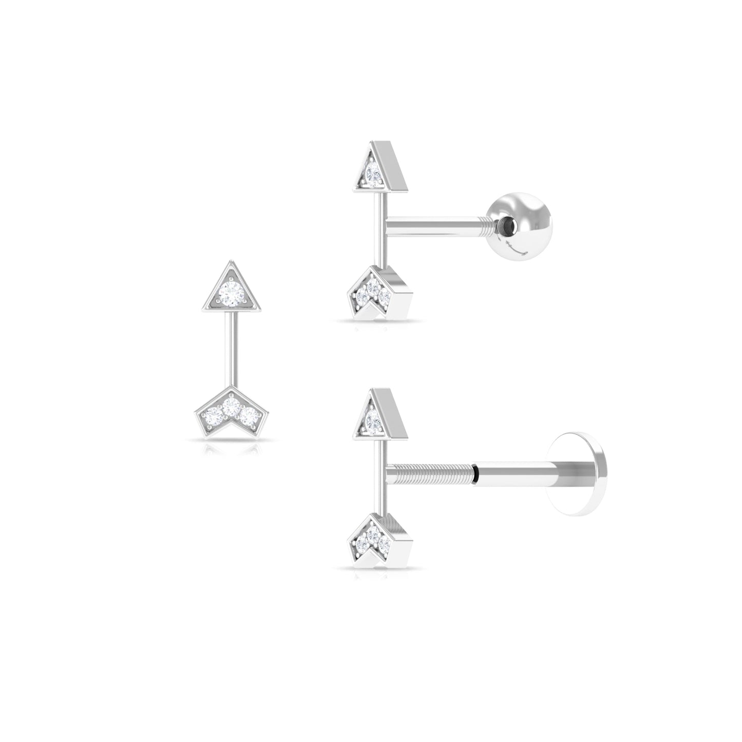 Genuine Diamond Arrow Earring for Helix Piercing