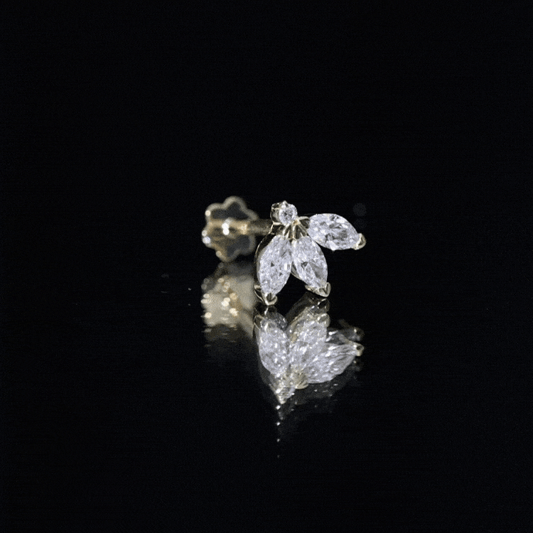 Marquise Moissanite Lotus Flower Helix Earring