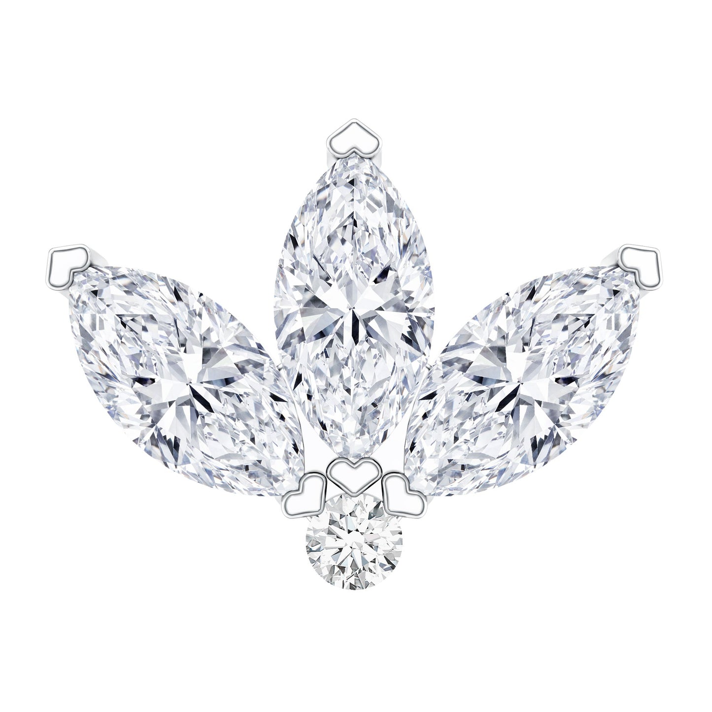 Marquise Moissanite Lotus Flower Helix Earring