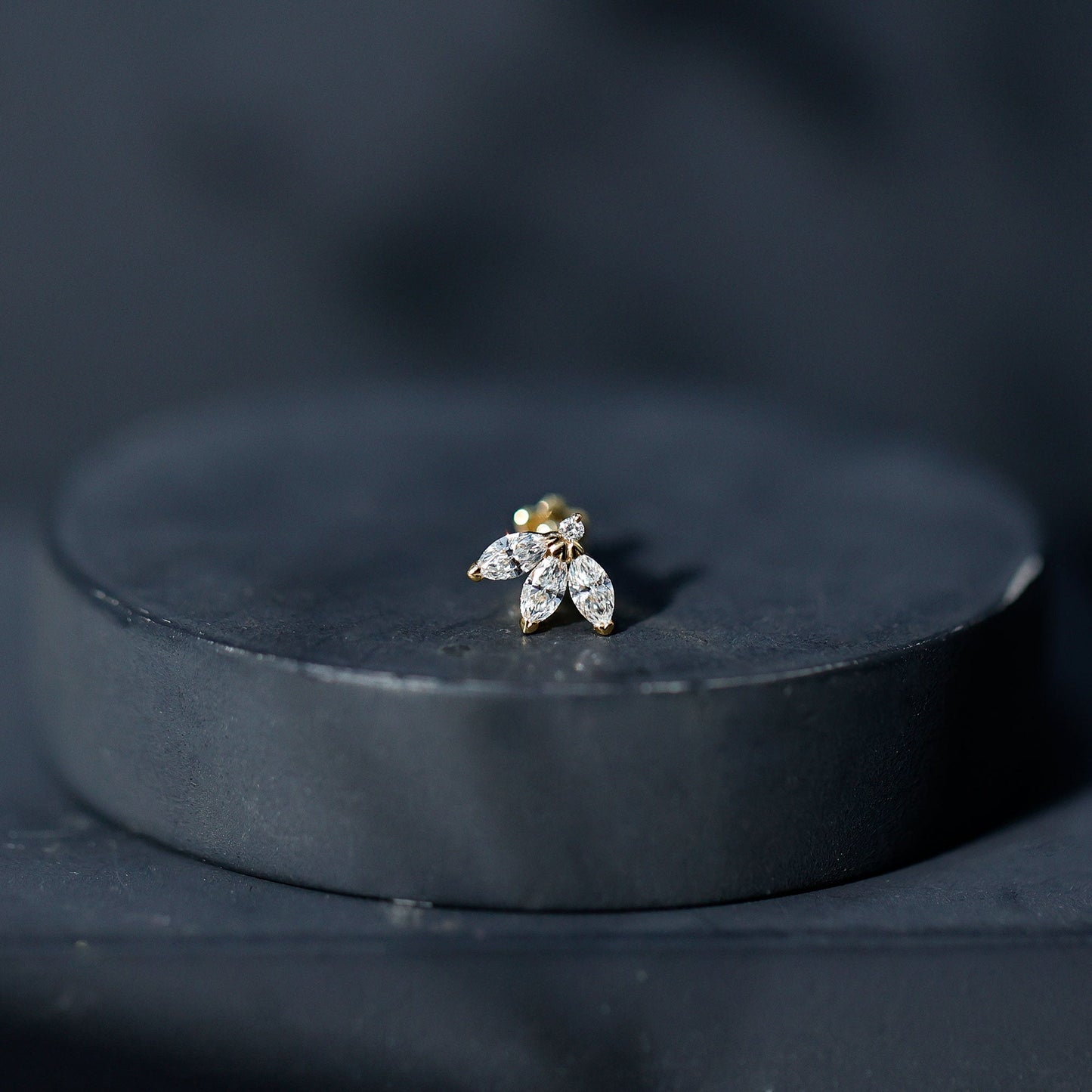 Marquise Moissanite Lotus Flower Helix Earring