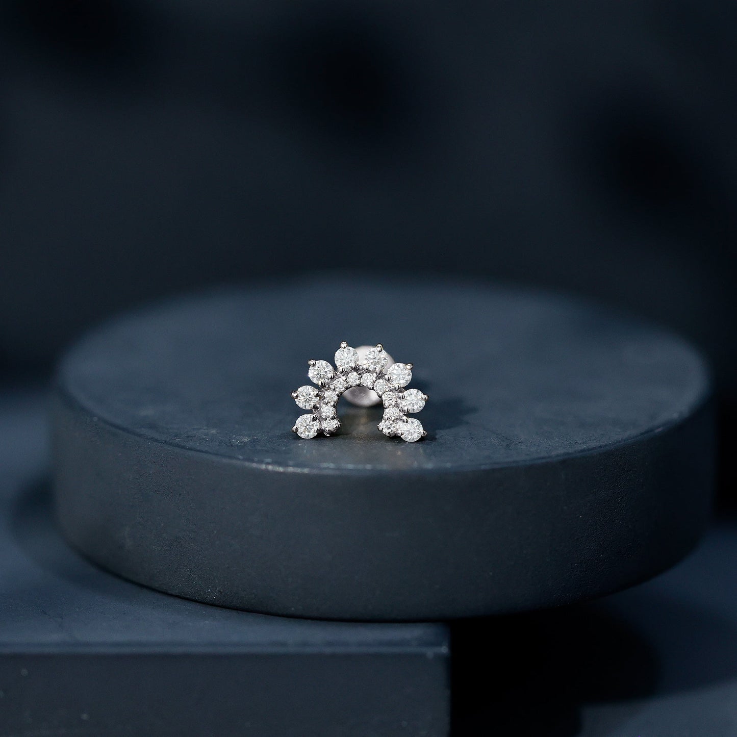 Certified Moissanite Cluster Curved Conch Earring