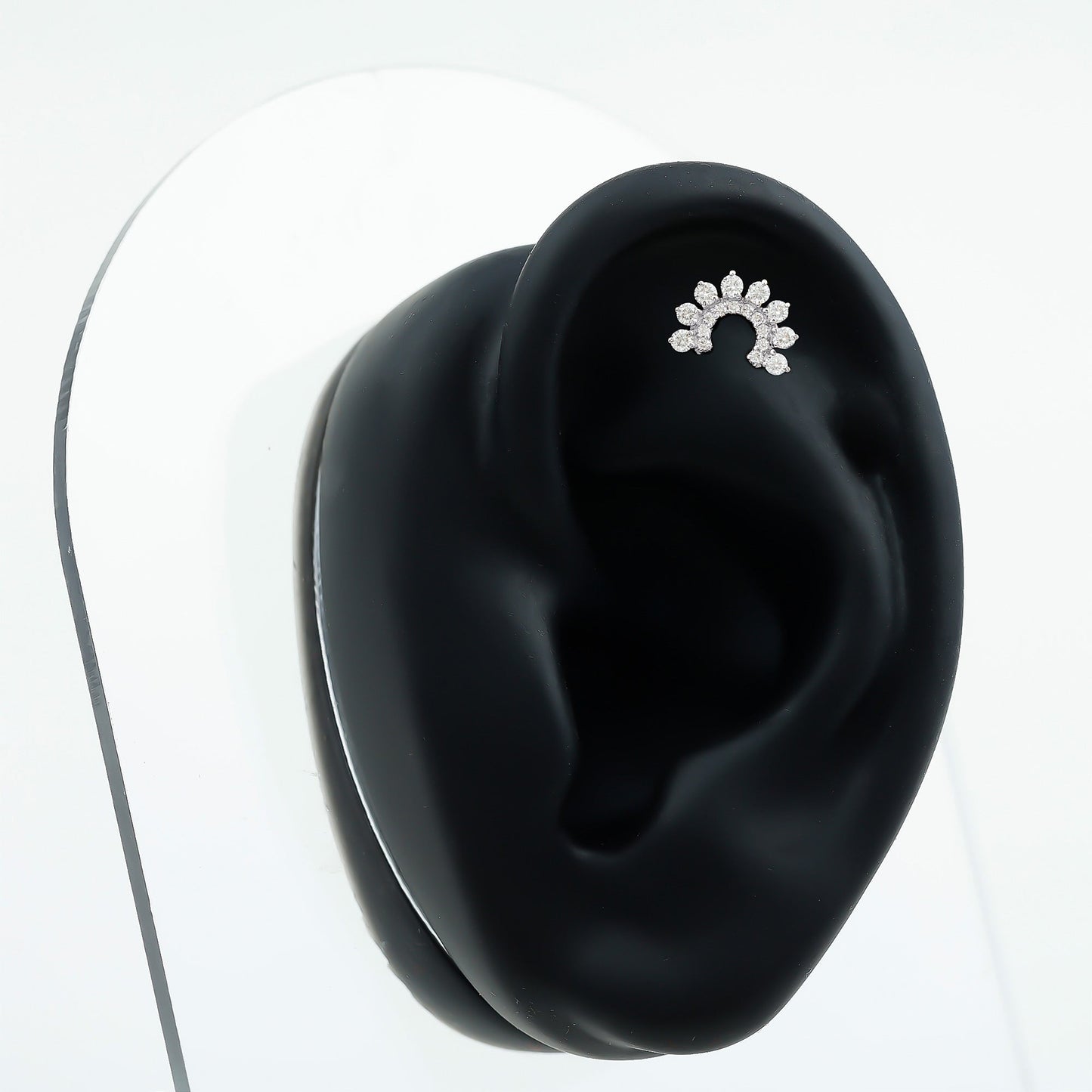 Certified Moissanite Cluster Curved Conch Earring
