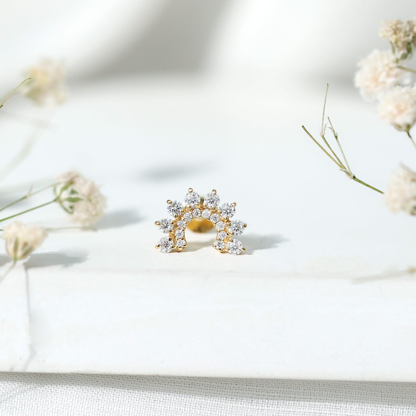 Certified Moissanite Cluster Curved Conch Earring