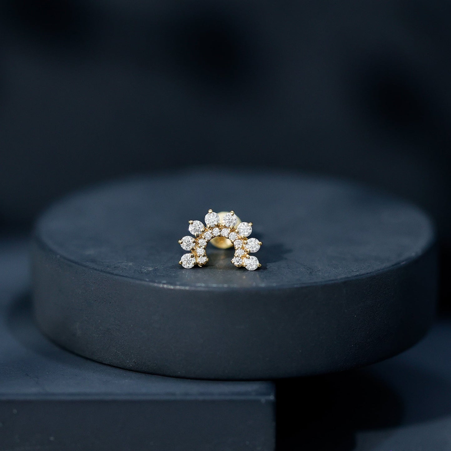 Certified Moissanite Cluster Curved Conch Earring